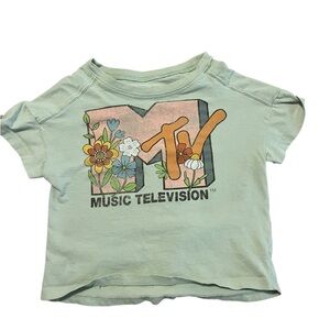 MTV Kids' Pastel Green Floral Graphic Tee